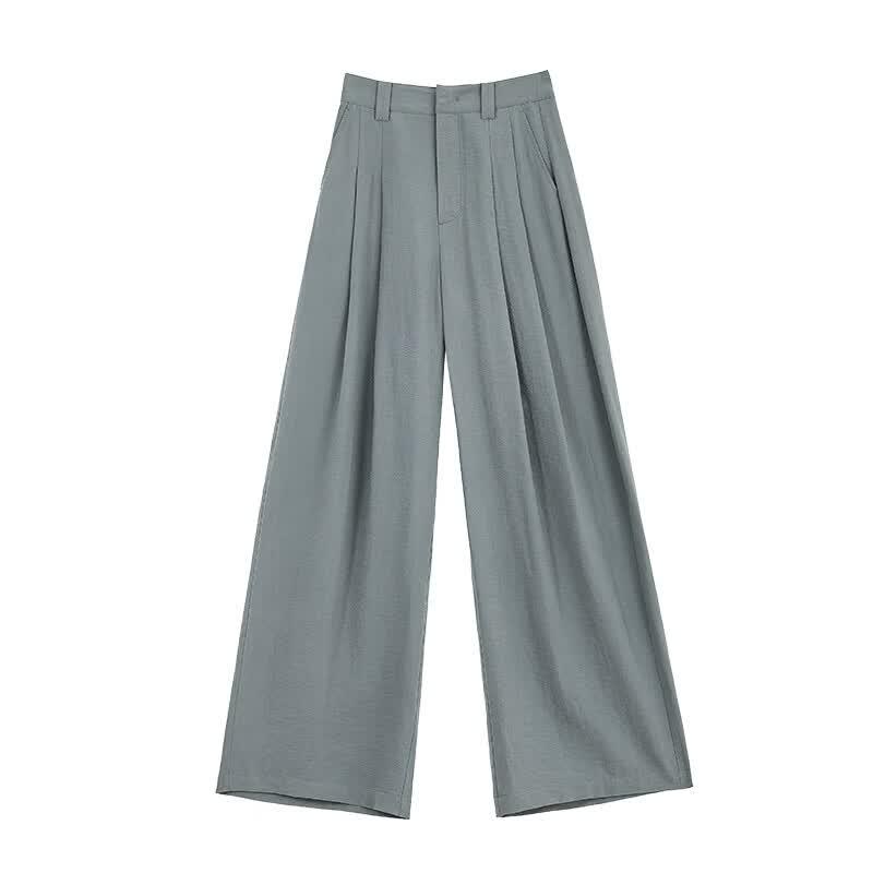 FAESSLIN Silk Blend Drape Wide-Leg Suit Pants