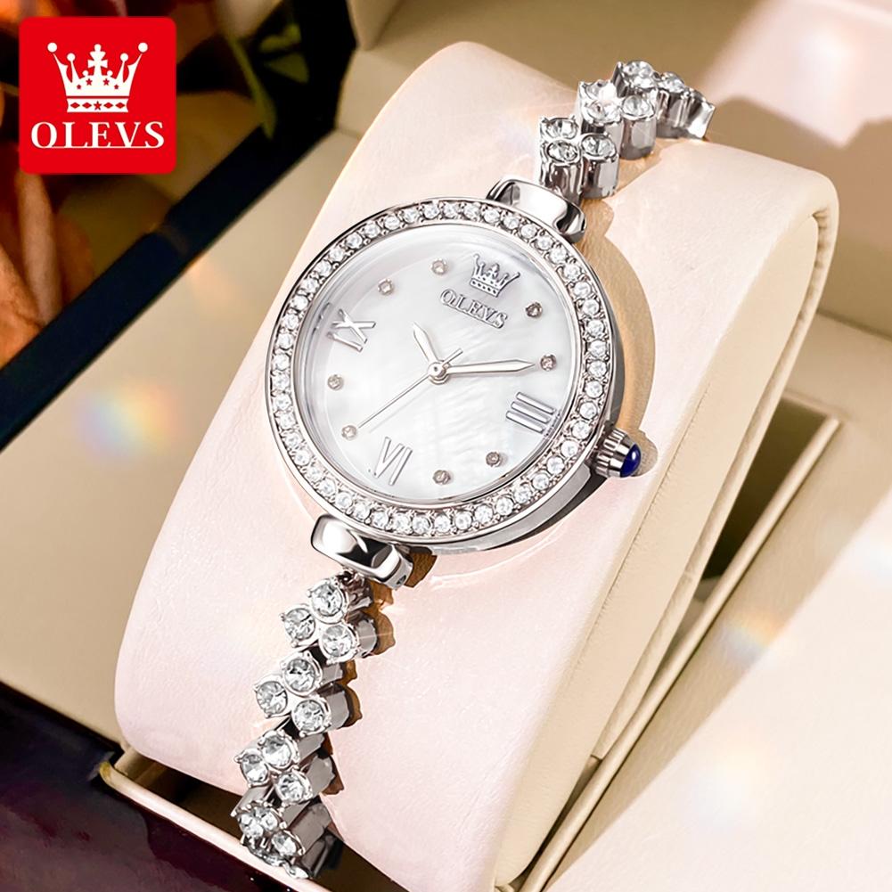 OLEVS 9903 Relojes para Mujer Original Moda Elegante Reloj de Pulsera de Cuarzo Impermeable Luminoso Pulsera Correa de Reloj Bisel de Diamante Reloj