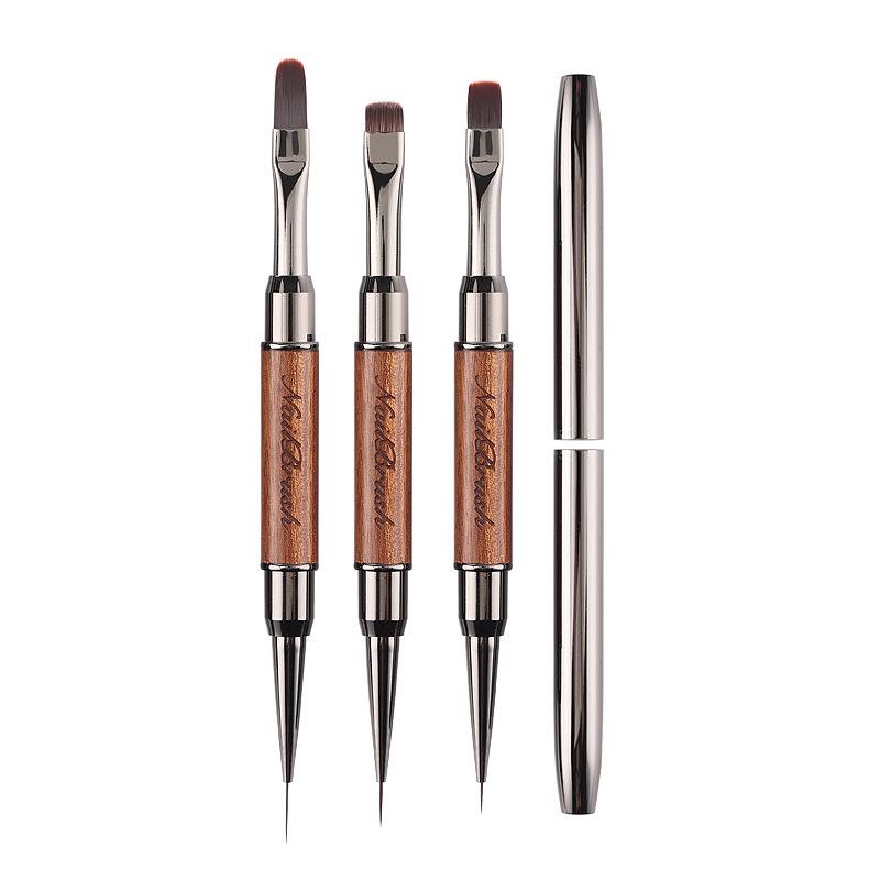 Little Red Book Sandalwood Double-Ended Nail Art Gel Pen (Square, Round, Long Line Brush)