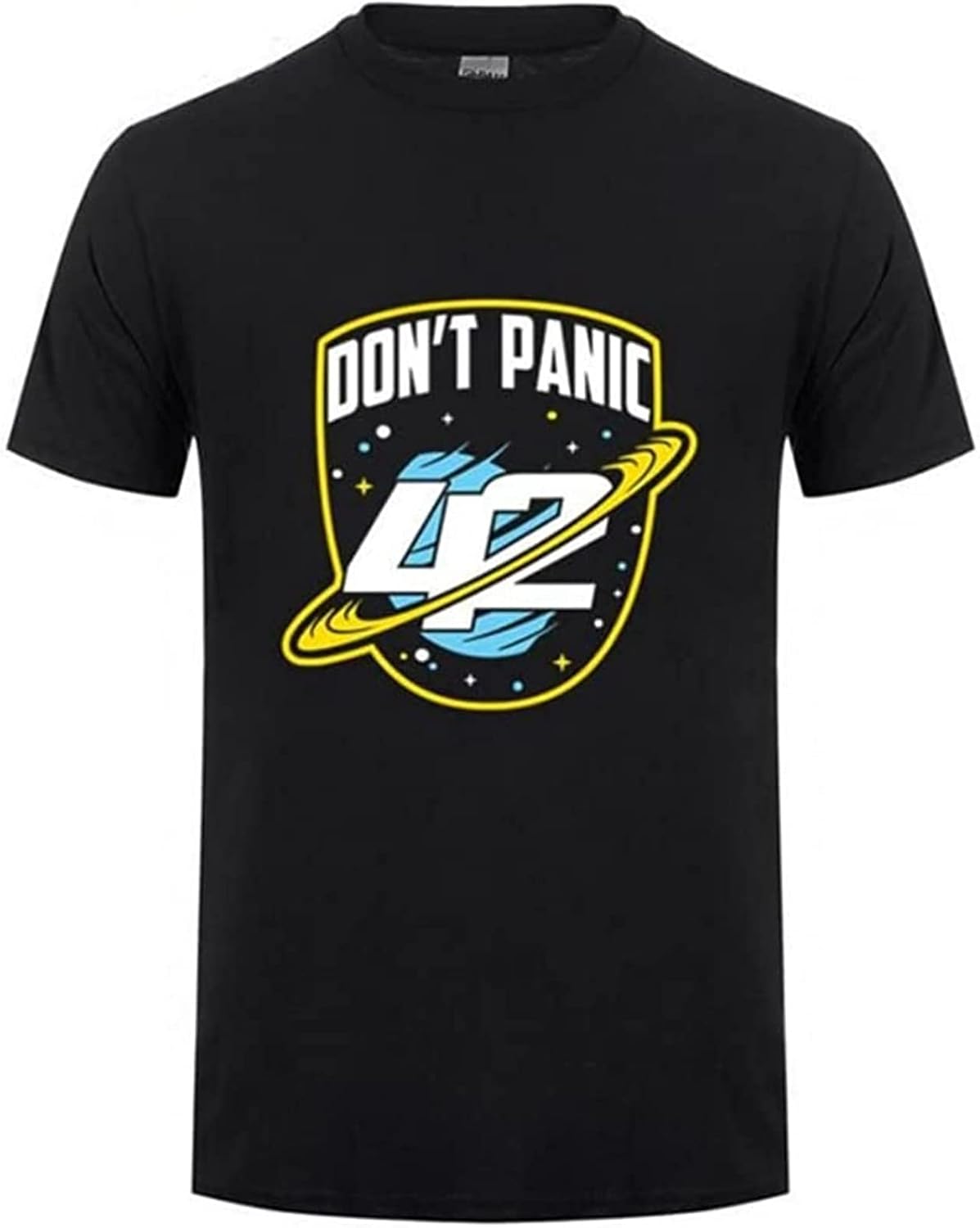Boy Dont Panic Sci-Fi 42 Hitchhiker Guide to The Galaxy Retro Science Guide T-Shirt Black Graphic Unisex Tee Shirt 4XL чёрный