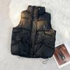 Women's Loose Fit Stand Collar Sleeveless Down Vest For Autumn And Winter
