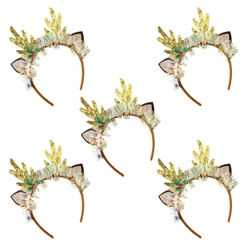 Flashing Christmas Headband with Built-in LED Light New Year Headgear Festive Hair Accessories for Holiday Parties