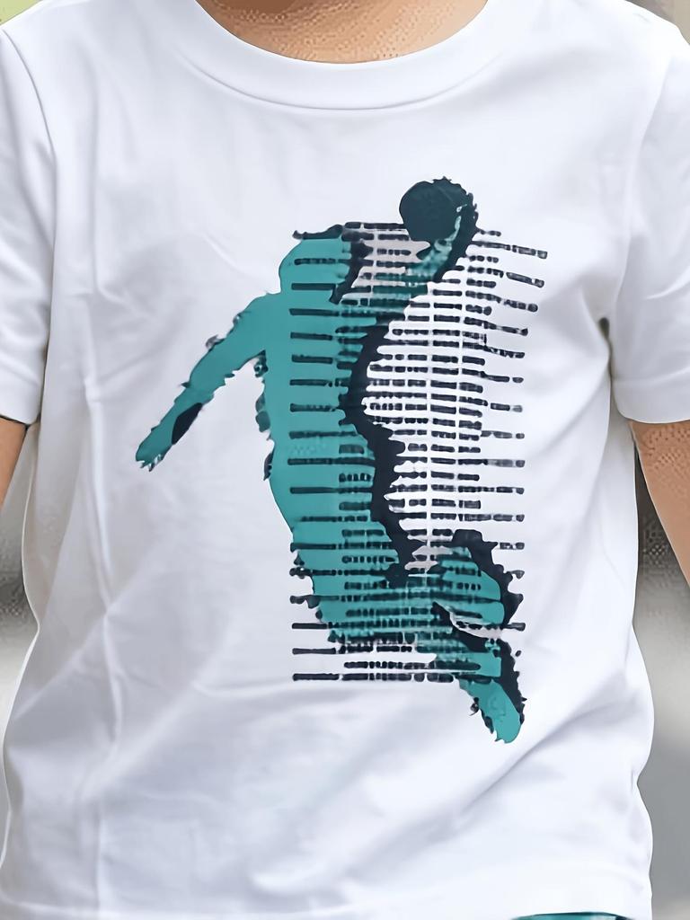 Summer Boys Cartoon Print Short Sleeve Shorts Set, Breathable Two-Piece Outfit For Home & Outdoor Wear