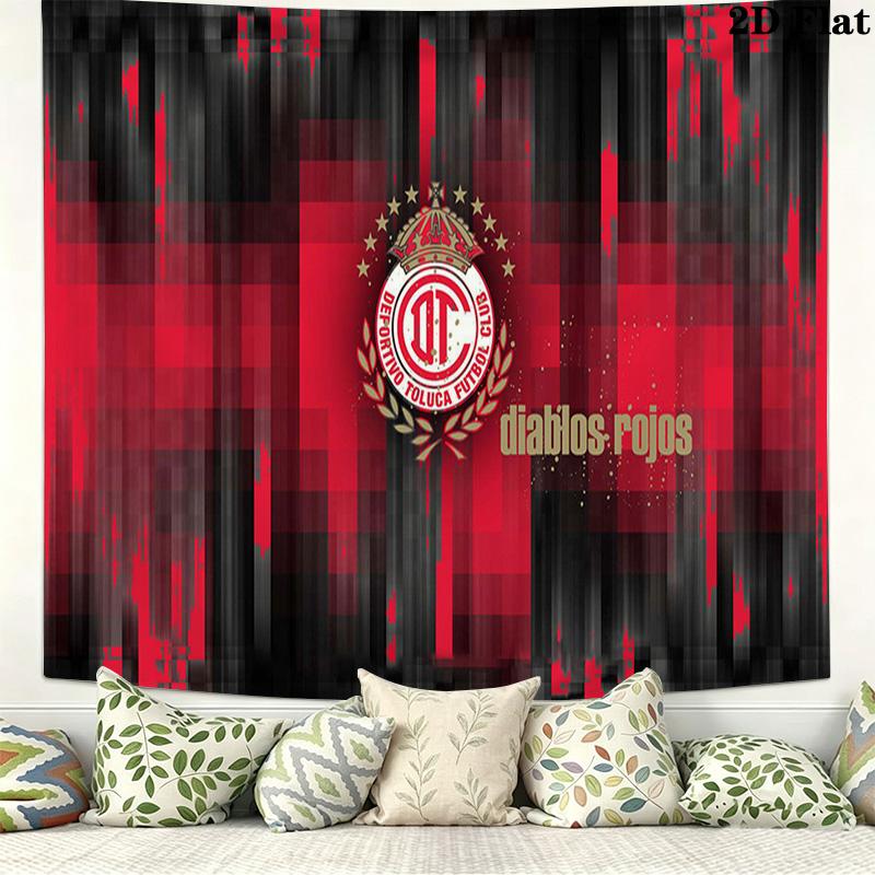 Deportivo Toluca FC Logo Wall Tapestry Aesthetic Wall Hanging Printed Fabric Blanket Decorative Tapestries for Bedroom Living Room Home Decor