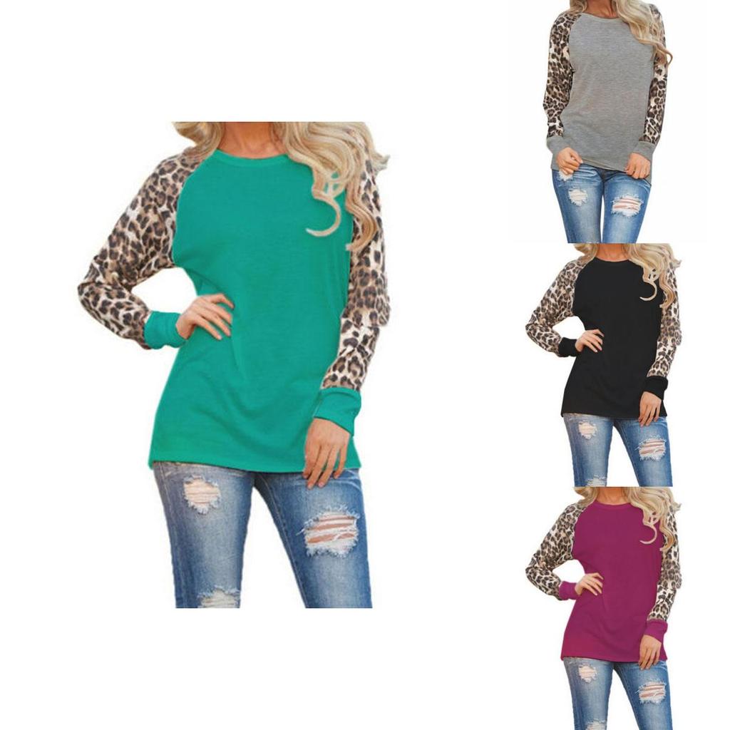 Plus Size Womens Long Sleeve Leopard T Shirts With Loose Casual Fit And Stylish Design