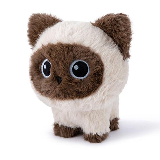 Cute Little Kitten Plush Toy Siamese & Calico Cat Stuffed Animal with Big Eyes Soft PP Cotton Doll Birthday Gift for Cat Lovers