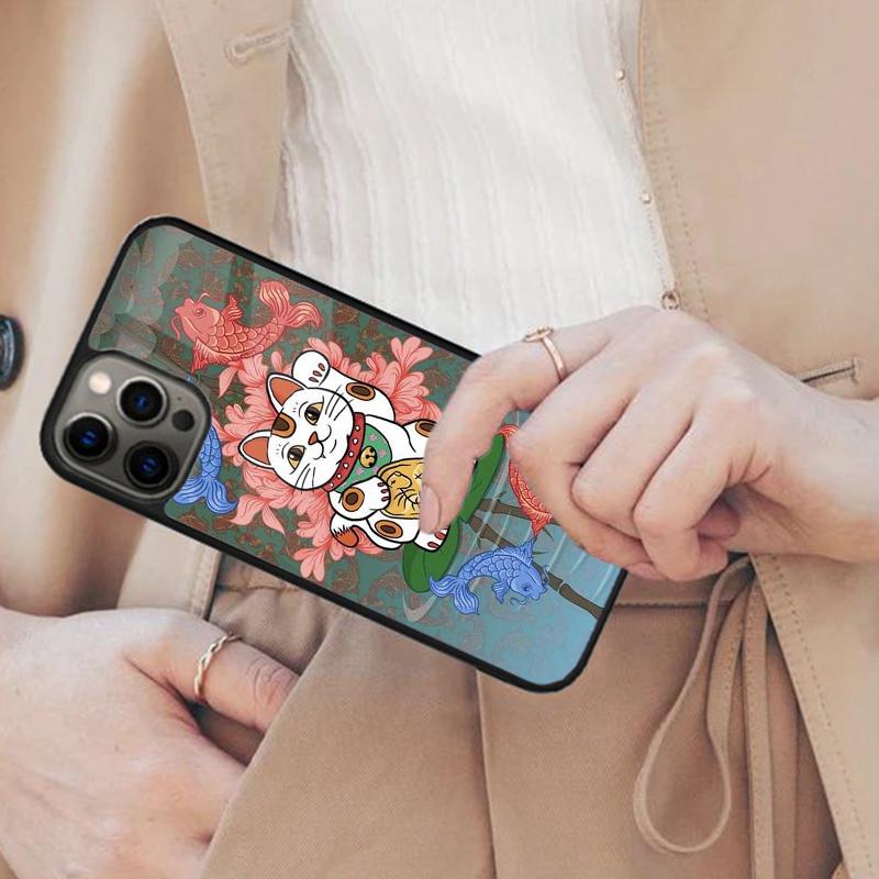 Japanische Glückskatze Magnetische Handyhülle Für APPLE iPhone 17 Air 16 14 13 12 Pro Max 15 Plus Kabelloses Laden Mit MagSafe Hülle
