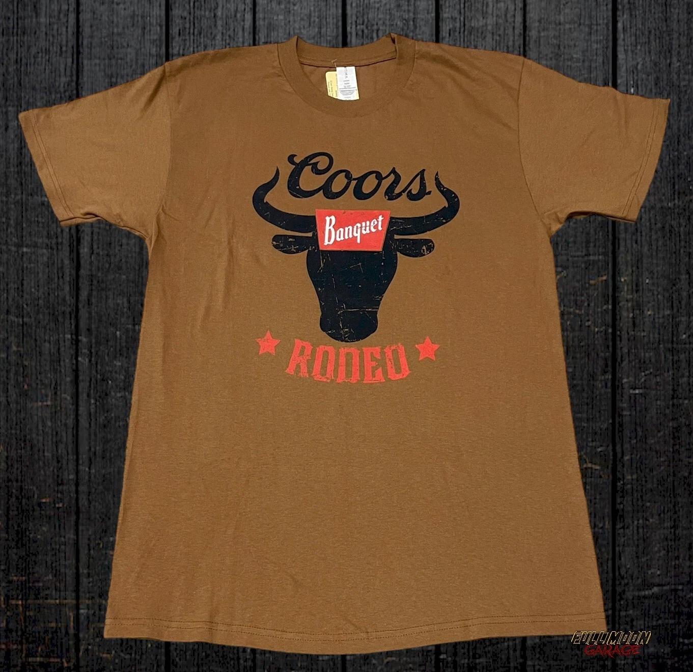 New Coors Rodeo Bull Horns Banquet Beer 1873 Classic Men s White Vintage T-Shirt S