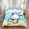 3pcs Beach Pochacco Bedding Set - Includes Quilt Cover and Pillowcases, Suitable for All Seasons, Machine Washable - Ideal Gift for Family a