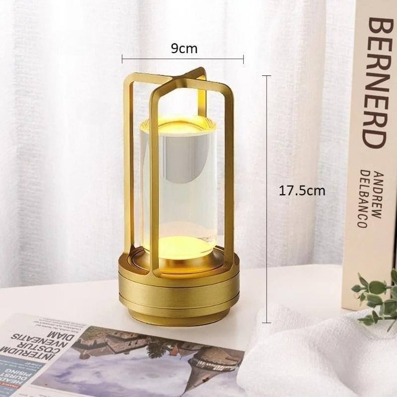 Portable Metal LED Table Lamp Rechargeable Cordless, Battery Operated Touch Desk Lamp 3 Color Stepless Dimming Light for Home Outdoor Camp Patio Bar