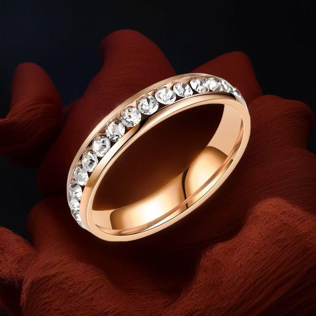 Stainless Steel Titanium Women's Ring - No-Fade, Niche Design, Ins Style, Diamond-Plated Gold-Plated, Plain Ring