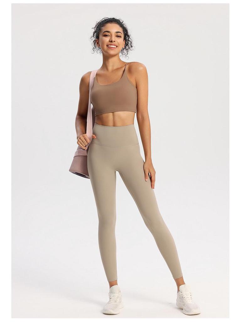 Nude Feel Shockproof Sports Bra with Sexy Straps and Removable Pads for Women – Fitness and Yoga Wear