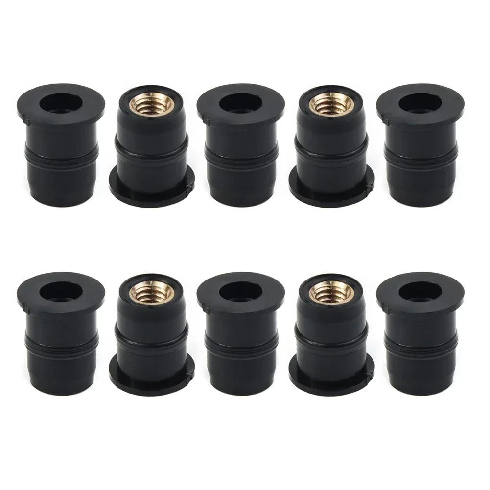 10PCS Universal M5 Rubber Nuts Motorcycle Windscreen Windshield Bolts Screws Nut Fastener Rubber Brass Motorcycle Accessories