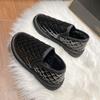 Low-top warm cotton shoes autumn and winter new leather women's velvet snow boots lazy one-pedal women