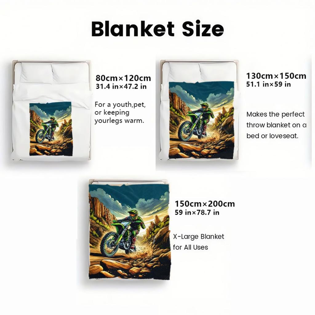 Motorcycle racing pattern Flannel printed blanket suitable for all seasons suitable for living room office sofa and travel
