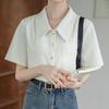 Navava Women Retro Ribbed Pocket Short Sleeve Shirt Nb2696