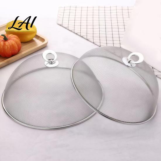 Portable Food Tent with Handle for Camping Stainless Steel Mesh Cover Handle Round Breathable Hot Dishes Protector Durable Guard And Fruit Platters