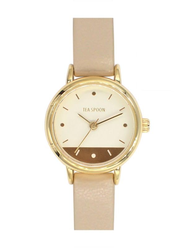 

[Follow] Watch TEA SPOON Sweatproof Belt Metallic Dial Watch H02822S-1 GD/BE Women s Beige