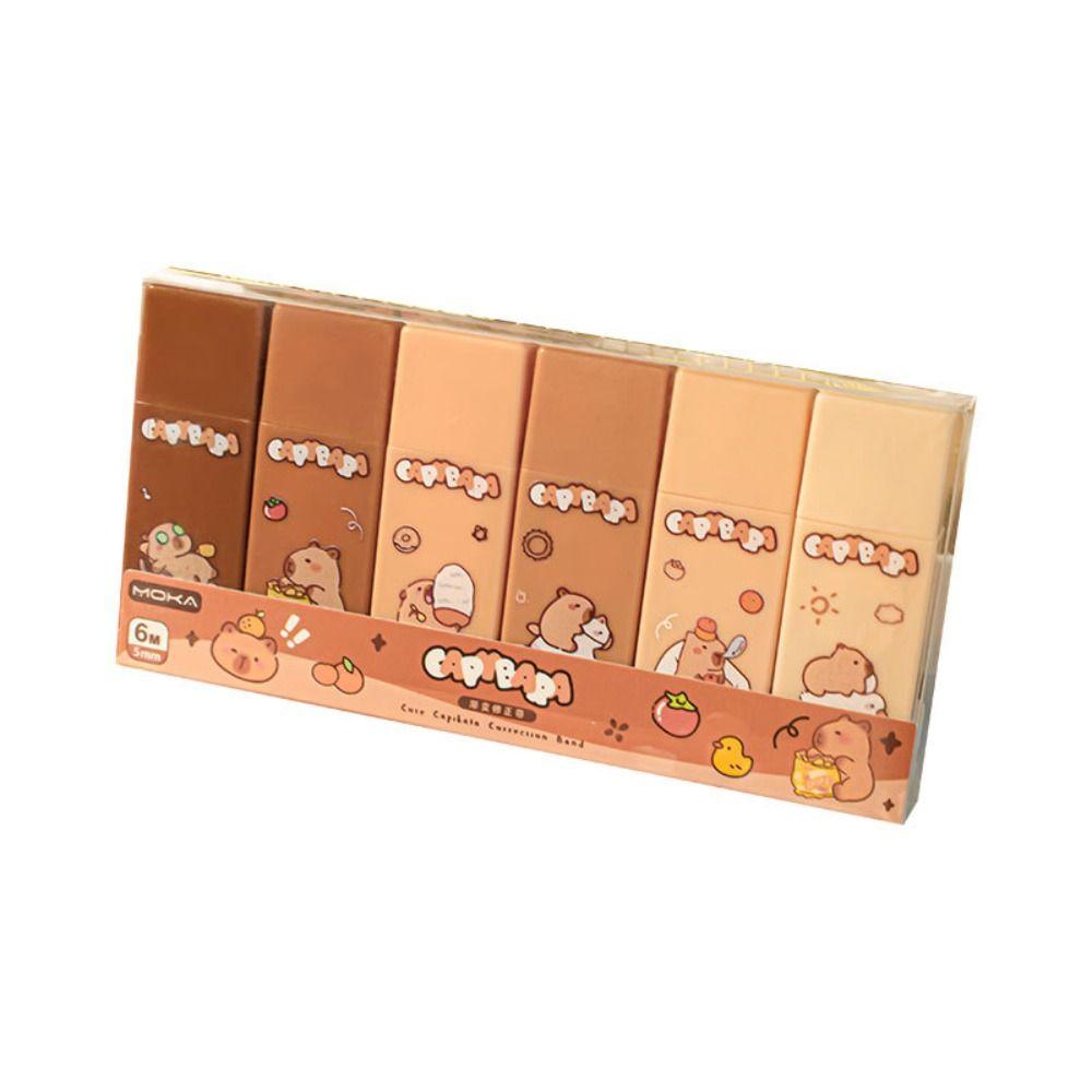 

6 шт./компл. милые канцелярские принадлежности для школьников большой емкости школьные канцелярские принадлежности капибара корректирующая лента 6pcs