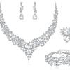 Set Colier Cercei Strass Cristal Mireasă Set Rochie Bal Banchet Doamne Set de Lux Patru Piese