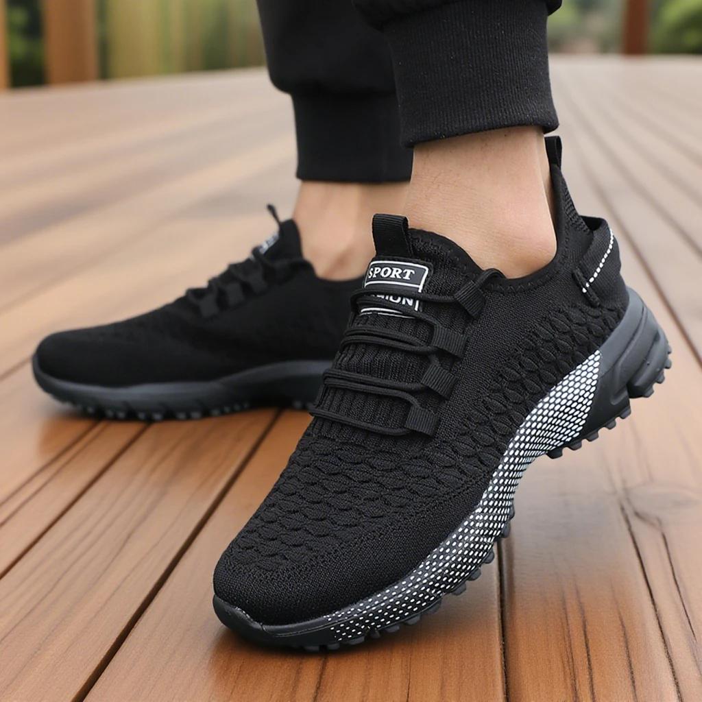 Bequeme Sneaker für Frühling und Sommer Vielseitige schwarze Mesh-Schuhe Leicht Atmungsaktiv Fitnessschuhe für Damen und Herren
