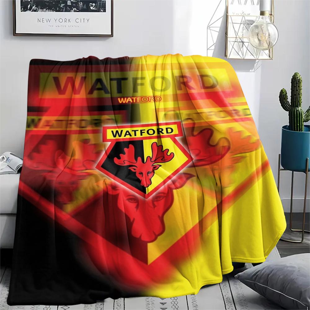 1PC Watford FC Print Flannel Blanket, High quality Comfortable for All Seasons, Home Decor, Warmth and Comfort, Perfect for Christmas Gifts