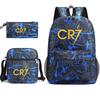 CR7 Youth Printed Backpack With Shoulder Pouch Set Middle School Students Durable Oxford Fabric Breathable Shockproof