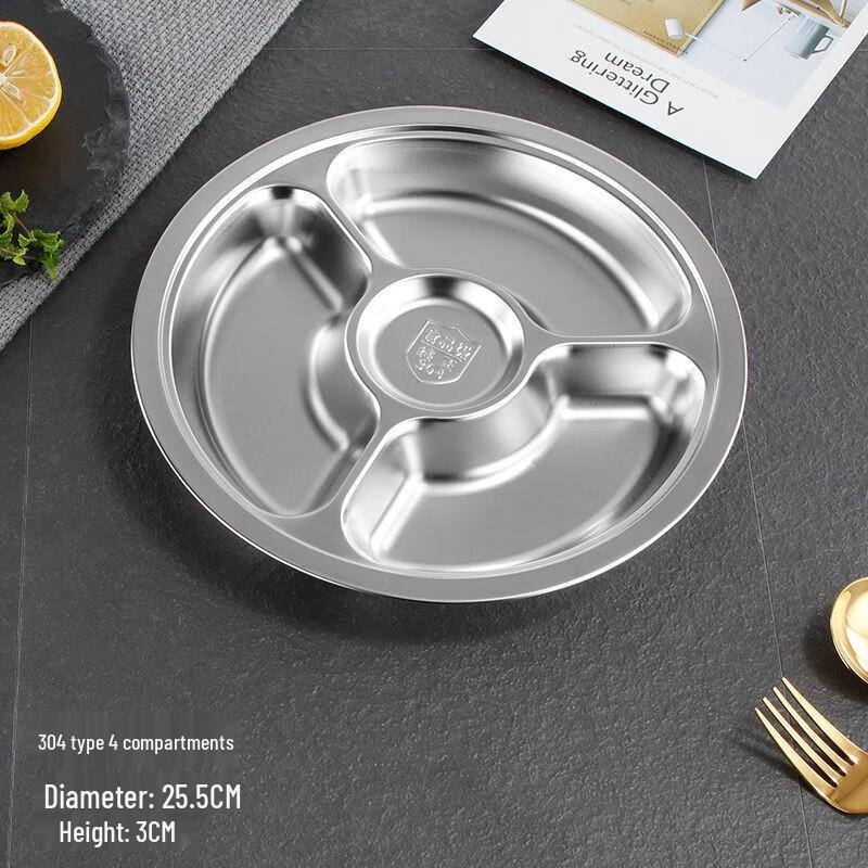 Chui Shan Hai 304 Stainless Steel Round Divided Meal Plate