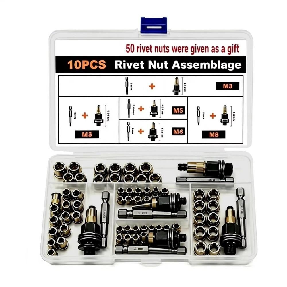 60/70 PCS Rustproof Rivet Nut Tool Threaded Threaded Insert Tool Automotive Repair