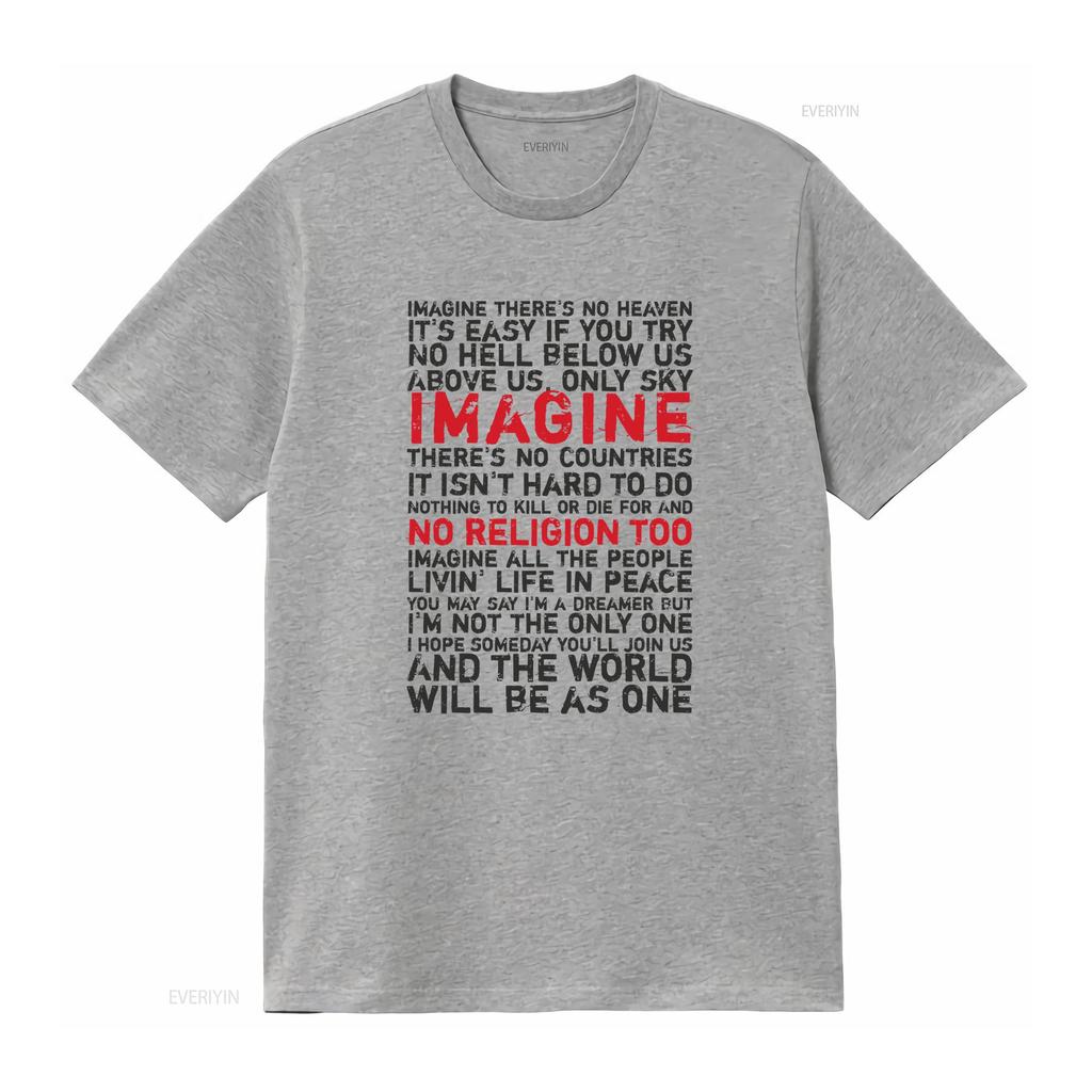 Wyobraź sobie koszulkę Lennon z tekstami vintage, lekko zmiękczoną, casualową, wszechstronną, wygodną, z grafiką, dla mężczyzny, unisex