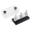 600A Bus Bar 3-Stud (3/8") M10 High Current Copper Busbar Terminal Block Battery Ground Distribution Block DC 12-48V with Cover
