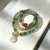 Women's Natural Green Phantom Crystal & Agate Beaded Bracelet - New Chinese Style