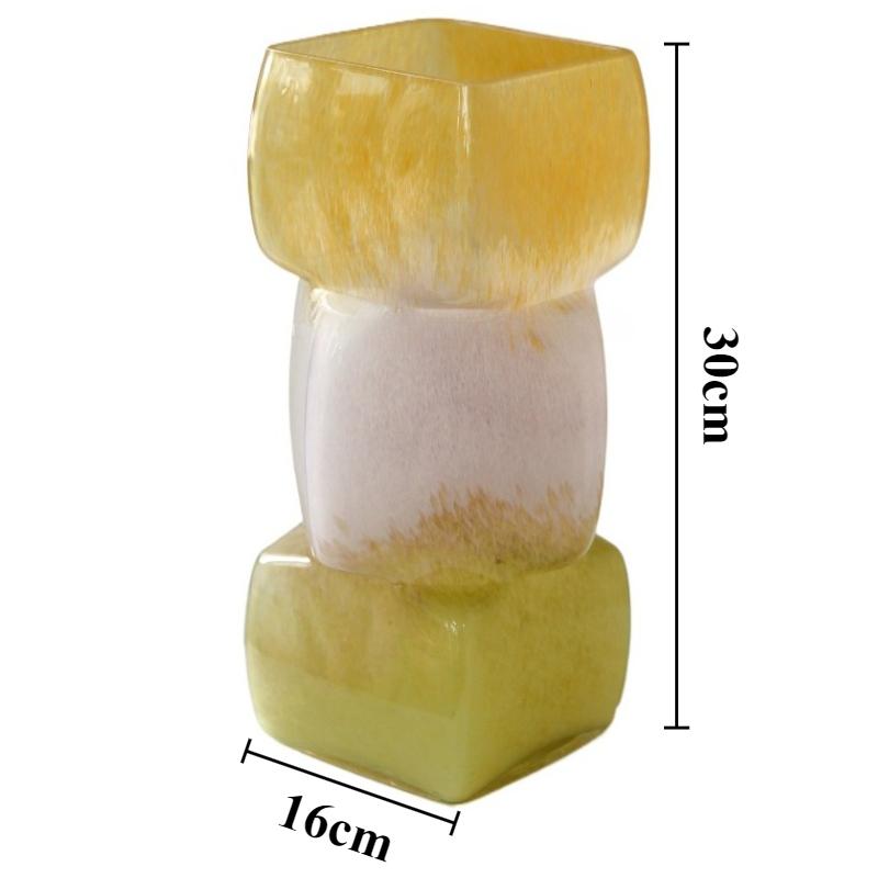 

Glass Vases Colorful Square Flower Vase Modern Creative Decorative Vases Living Room Aesthetic Decoration Furniture Accessories