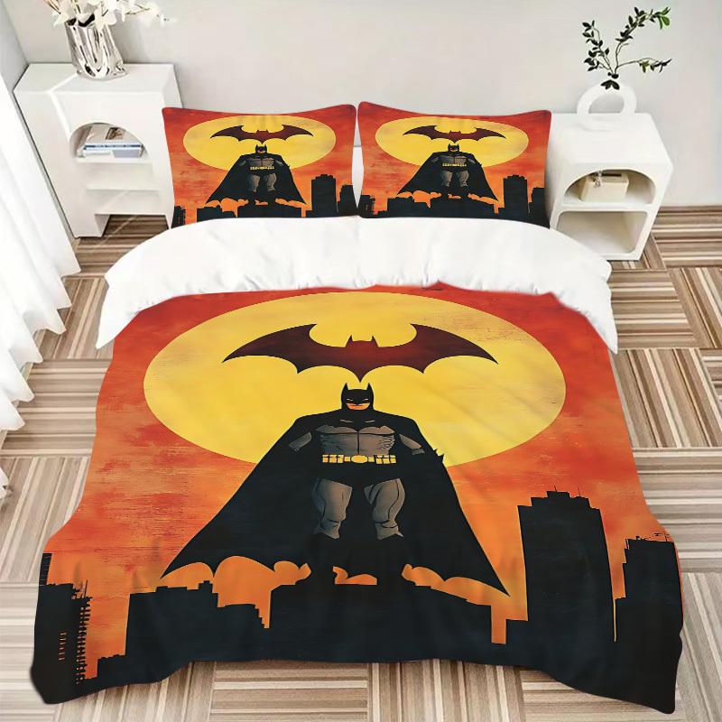 3pcs Batman Gotham Bedding Set, Soft Polyester Duvet Cover and Pillowcases Machine Washable Seasons all suitable & Guest Room Decor263
