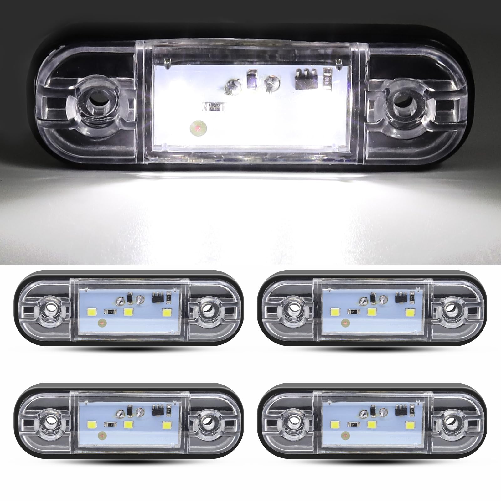 

LED Side Marker Lights 3LED Truck Position Lamp 12V 24V Waterproof Universal White