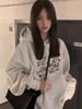 Women's American-Style Thickened Hoodie, Autumn/Winter 2024, Plus Velvet Heavyweight, Loose Fit, Lazy Style Outerwear