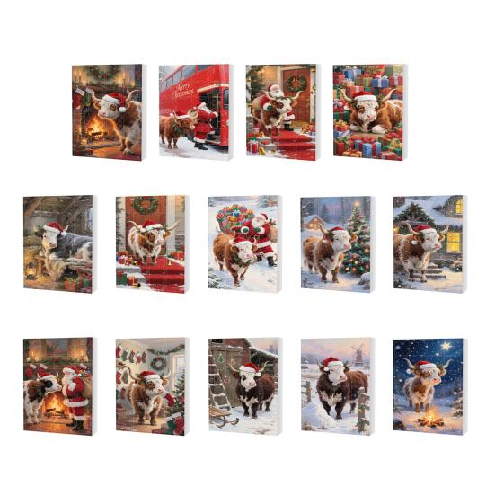 Scottish Highland Cow Advent Calendar Christmas 24 Days Funny Cow Countdown 2D Design Holiday