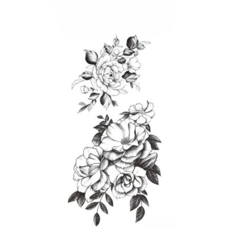 Sexy Black Large Snake Flower Fake Tattoo Stickers For Women Dot Rose Peony Temporary Tattoos Diy Water Transfer Tatoos Girls