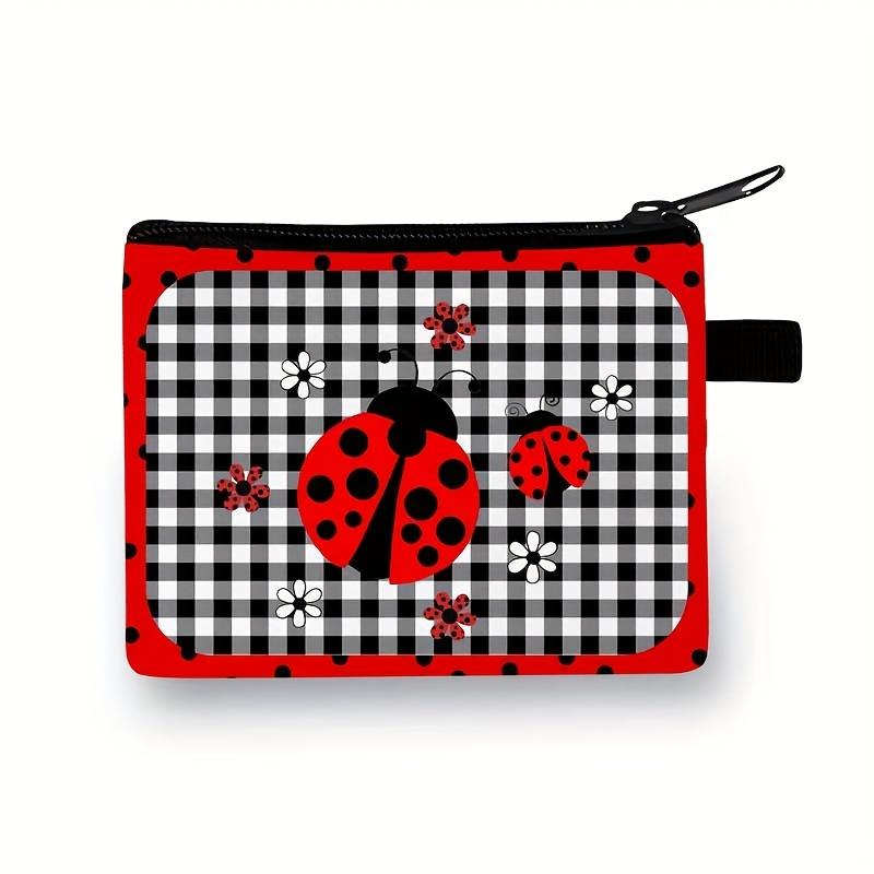 

Cute Ladybug Coin Purse, Lightweight Lipstick Earbuds Organizer Pouch, Small Portable Travel Makeup Bag, Gift for Girls чорний