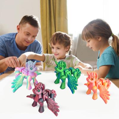 Yousheng 3D Printed Flying Horse Figurine Movable Joints Winged Pony Statue Stress Relief Fidget Toy Educational Animal Model Decoration Ornament
