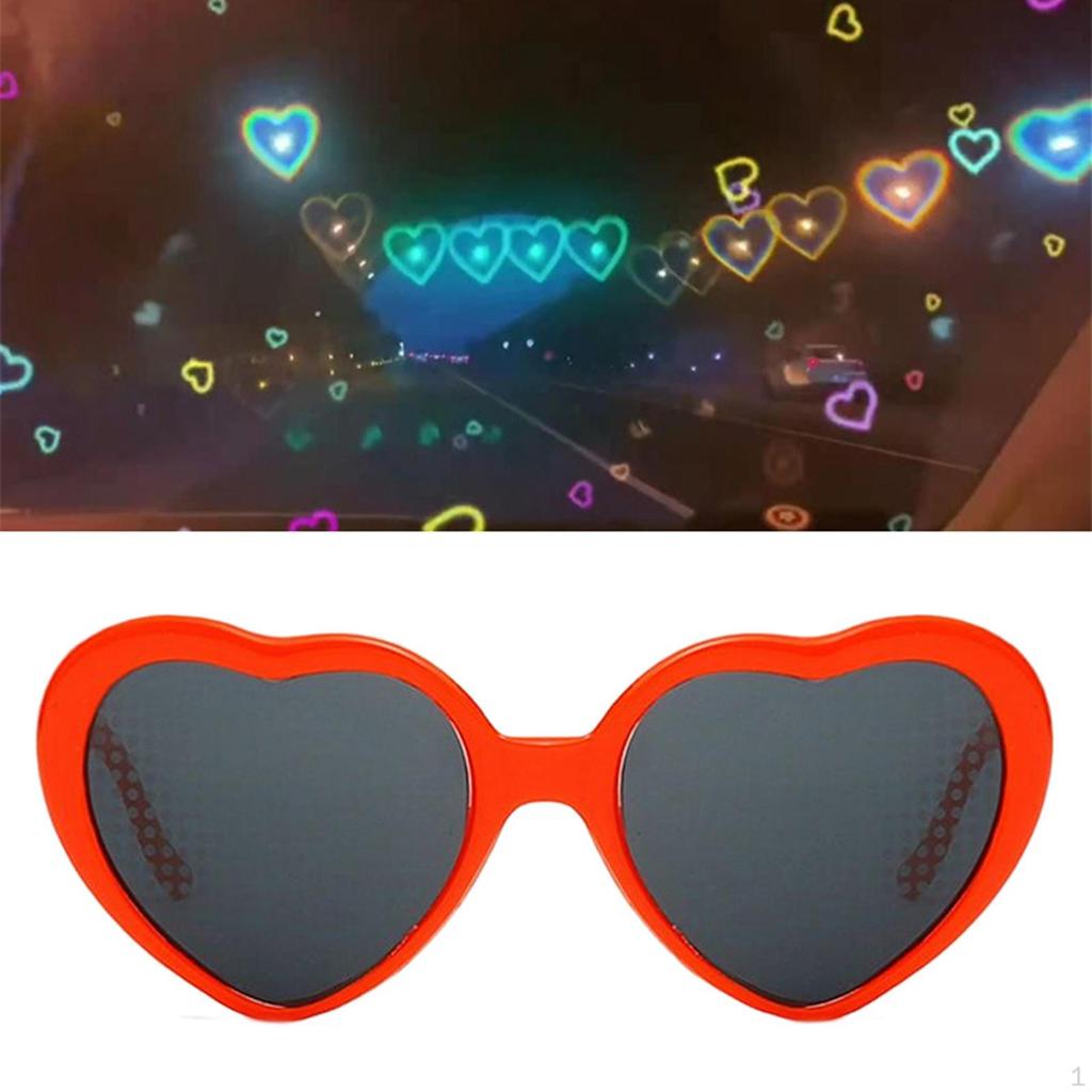 Effect Glasses Heart Sunglasses Beautiful Shaped UV400 for Party Festival Rave