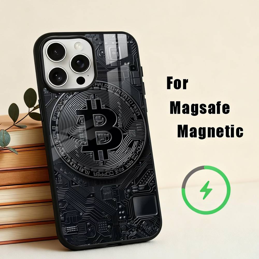 Cool Art Bitcoin Digital  Phone Case For iPhone 17,16,15,14,13,12,Plus,Pro,Max for Magsafe Magnetic Wireless Charging