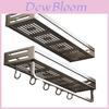 Space Aluminum Bathroom Wall Shelf With Hooks And Oxidized Finish For Toilet Storage