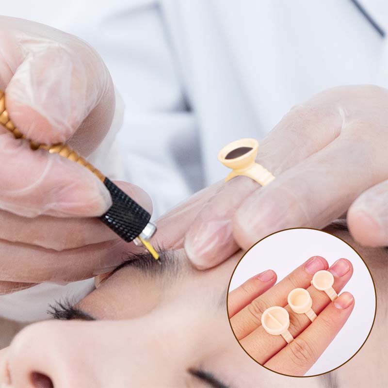 111pc Disposable Permanent Makeup Pigment Ring Cup Silicone Tattoo Ink Ring Holder Ring for Microblading Eyebrow Lip Pigment