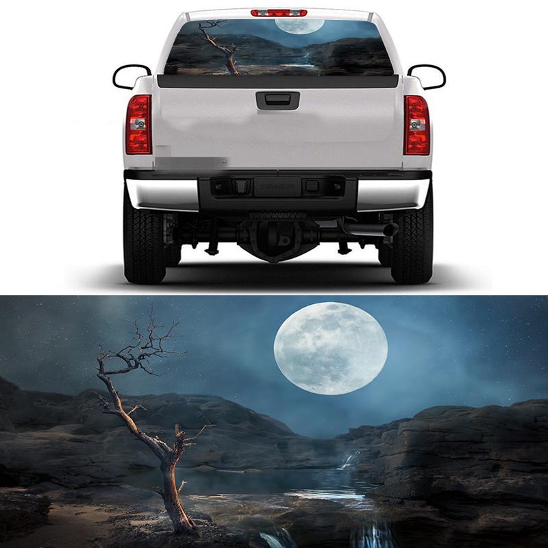 Halloween Car Rear Windshield Decal Vinyl Waterproof Car Sticker Truck Rear Window Decal Universal Perforated Vinyl Graphic