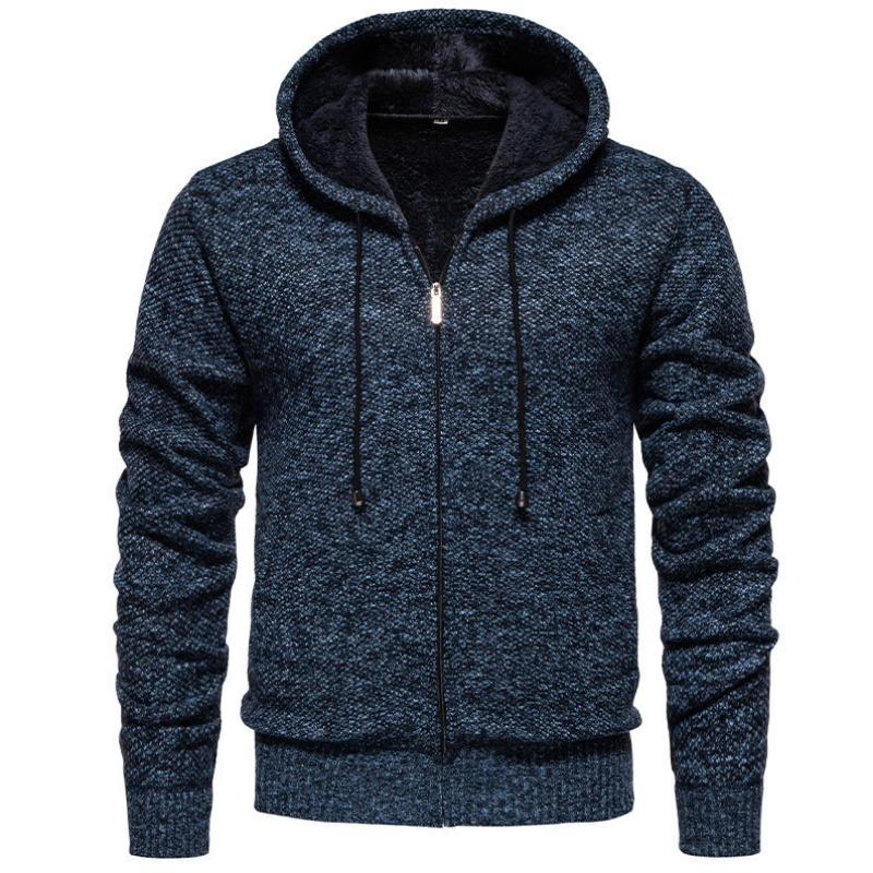 2025 Höst Vinter Ny Tröja Herrjacka Europeisk Amerikansk Mode Casual Stickad Kofta Huva