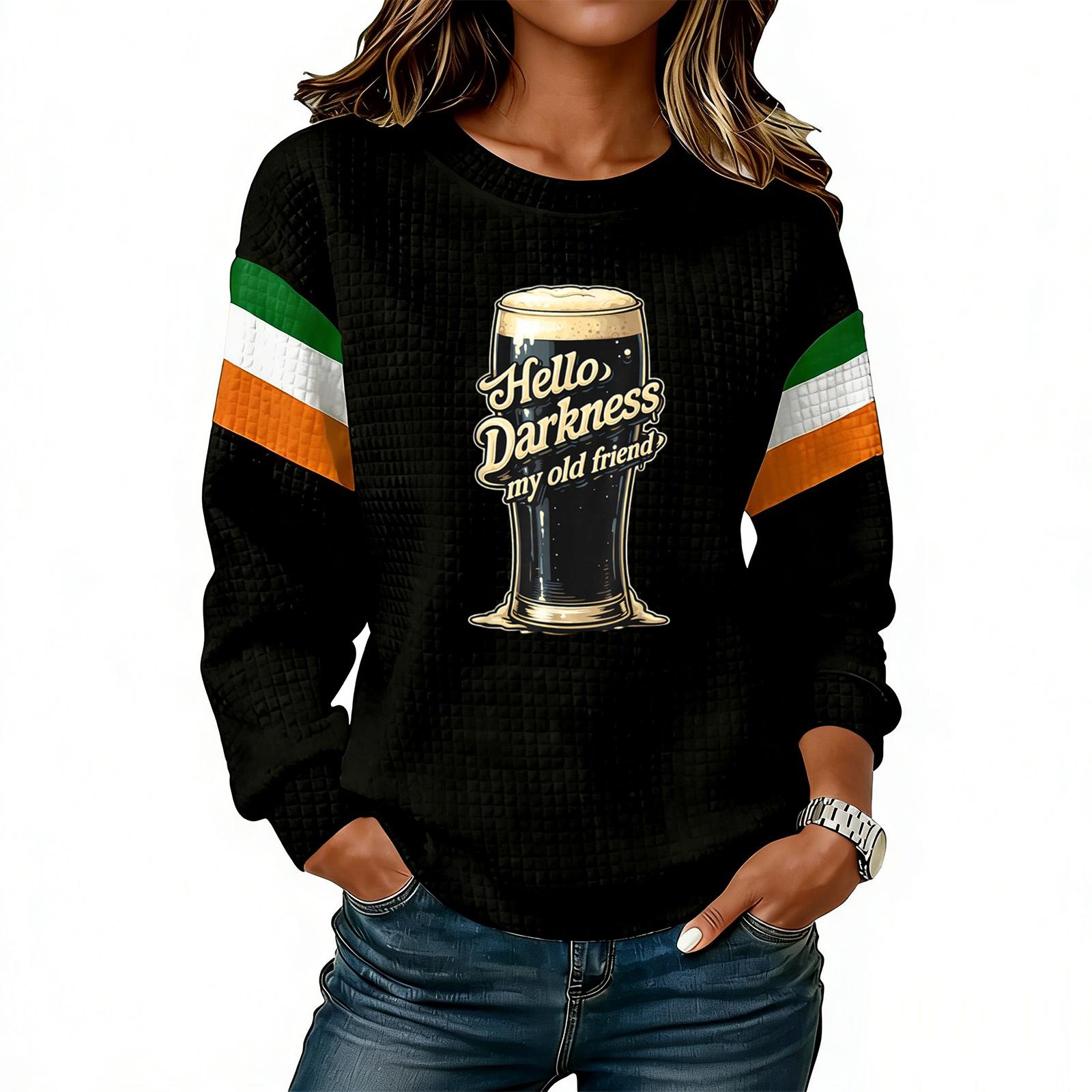 

Женская модная легкая толстовка с длинным рукавом и круглым вырезом с принтом L чёрный