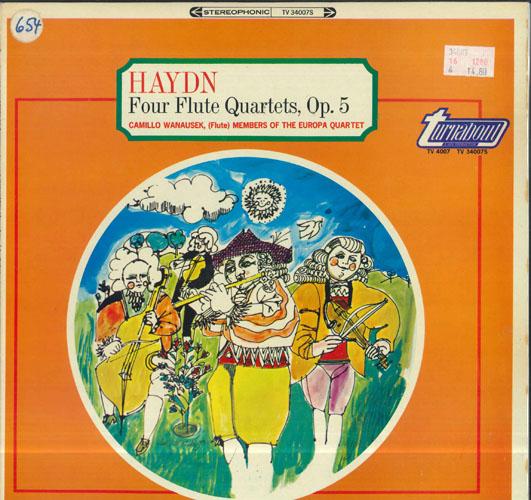 

LP Record CAMILLO WANAUSEK MEMBERS OF THE EU Haydn Four Flute Quartets Op5 TV34007S TURNABOUT 1965 UK Classical Used