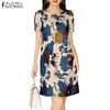 Rochie de vară cu mâneci scurte cu gât rotund pentru femei