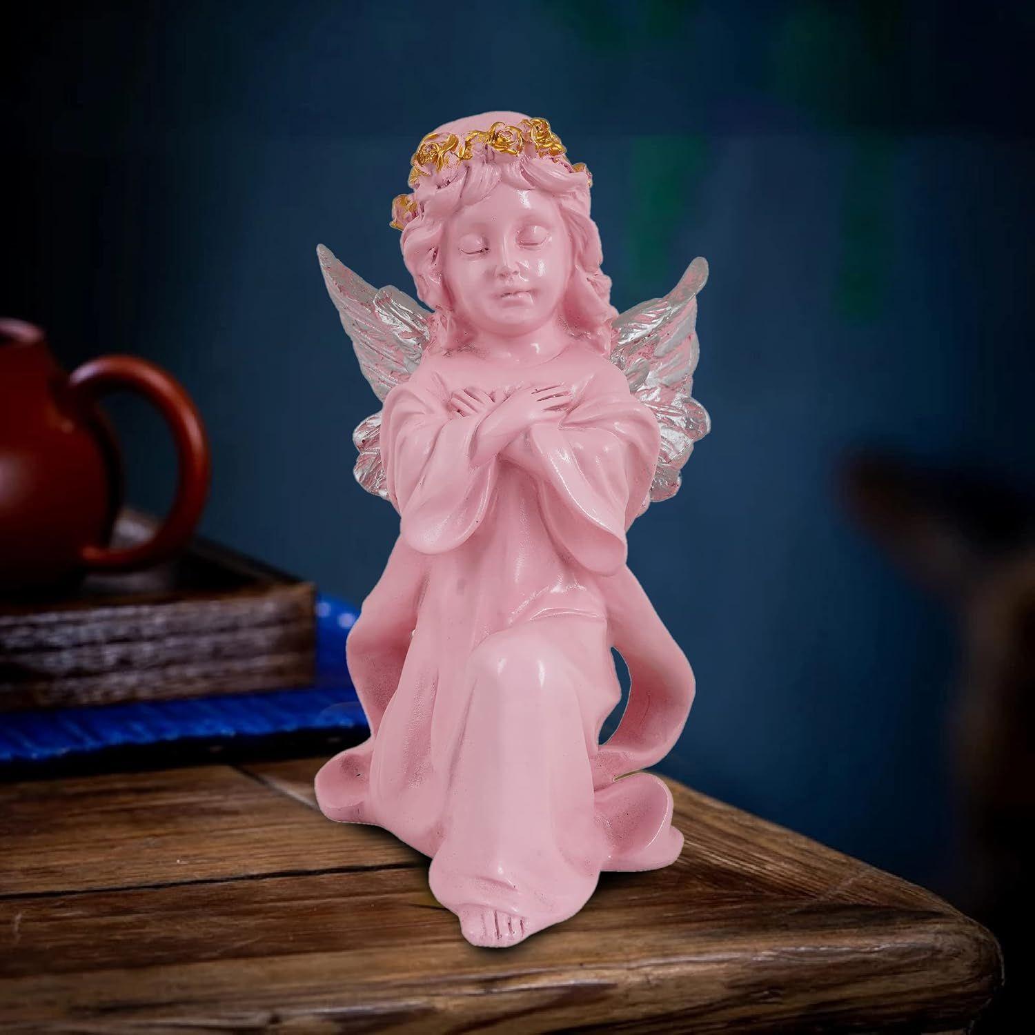

Winged Girl Statue for Home Decor Item | Fairy Girl Statue for Home Shelves Decor Showpiece (Angel Pink BS)